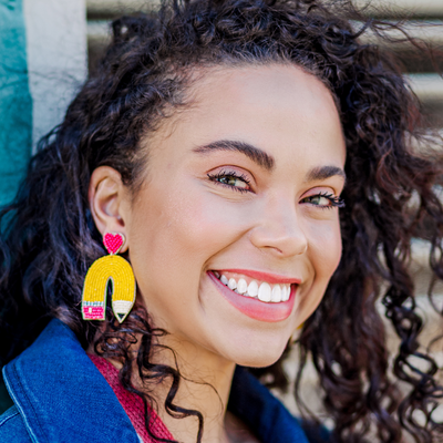 Beaded Yellow Pencil Earrings