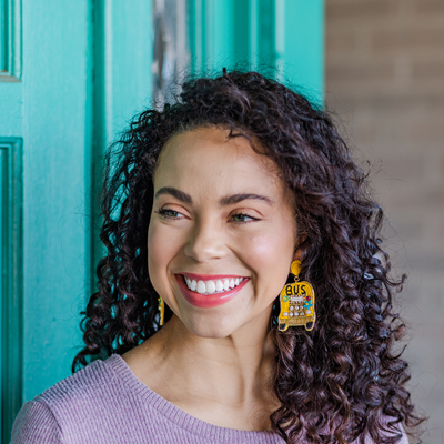 Beaded Yellow School Bus Earrings