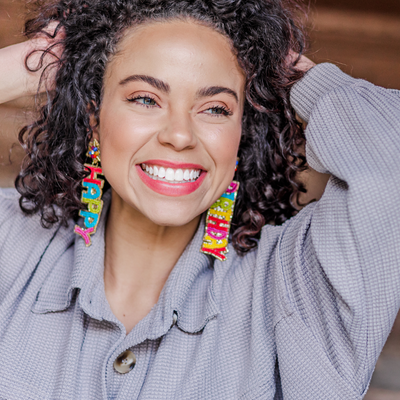 Beaded Happy Birthday Earrings