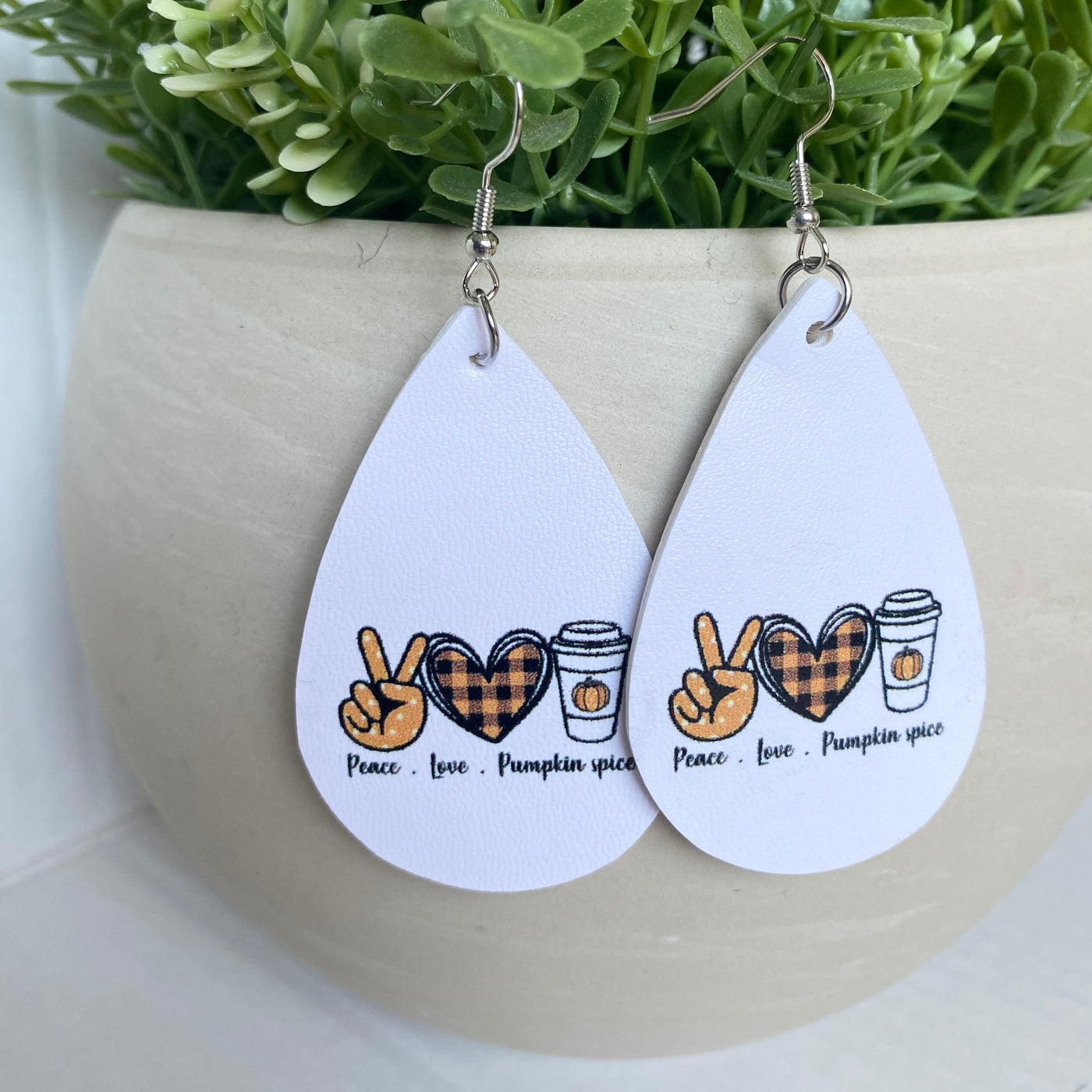 Peace, Love & Pumpkin Spice Teardrop Earrings