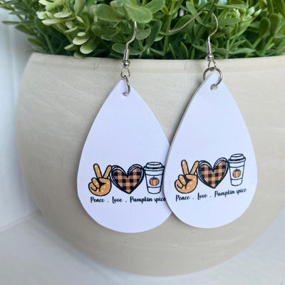 Peace, Love & Pumpkin Spice Teardrop Earrings