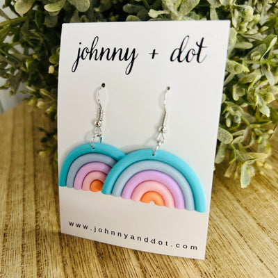 Small Aqua Rainbow Clay Earrings