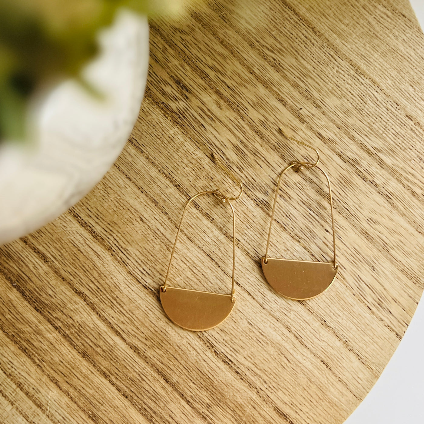 The Sophie Half Moon Brushed Earrings in Gold