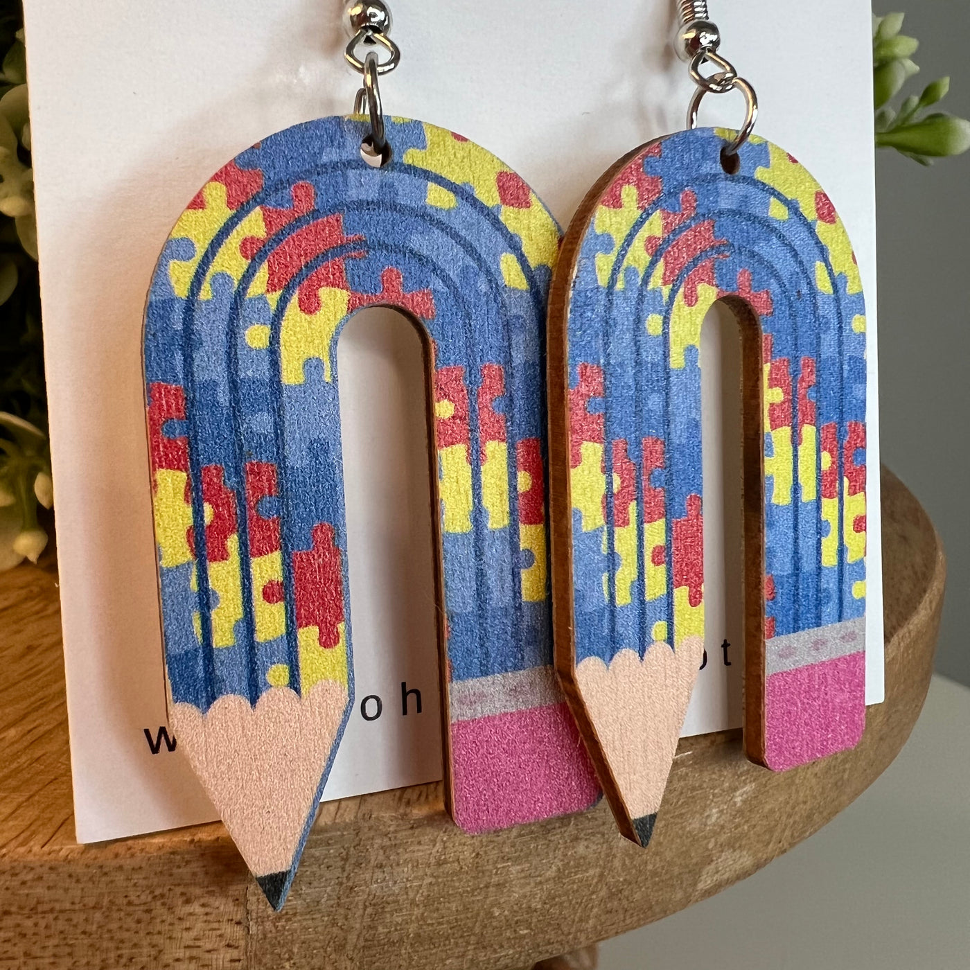 U-Shaped Wooden Pencil Earrings