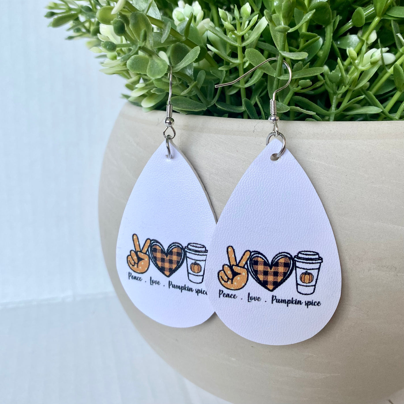 Peace, Love & Pumpkin Spice Teardrop Earrings