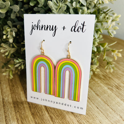 Large Pastel Rainbow Enamel Earrings