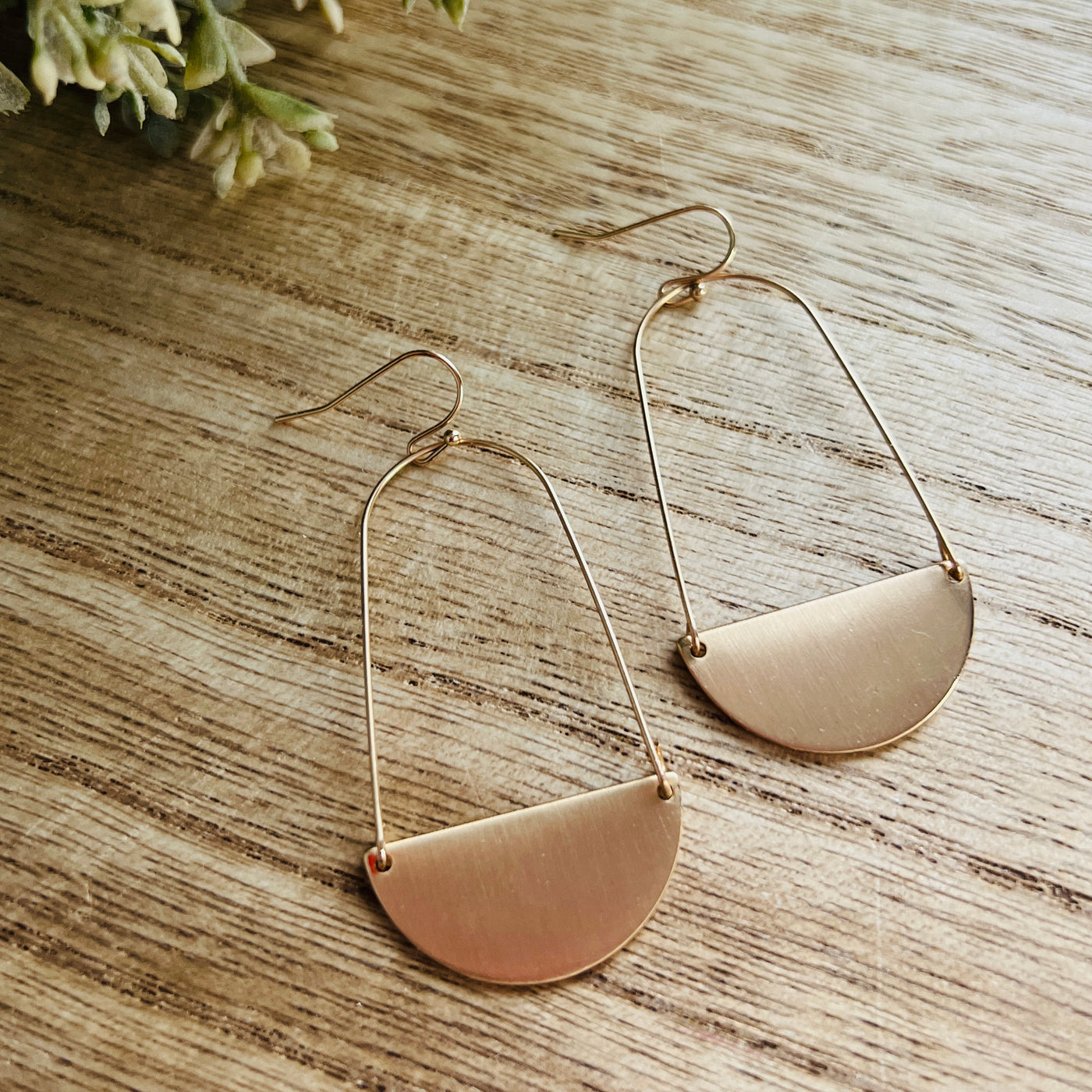 The Sophie Half Moon Brushed Earrings in Gold