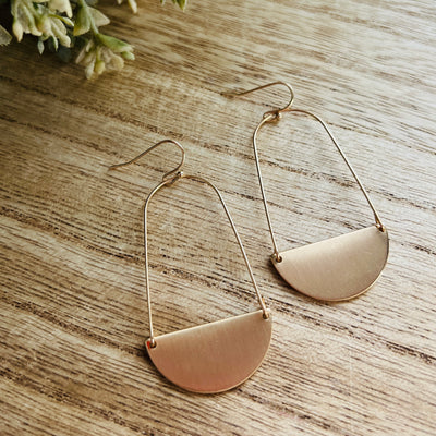The Sophie Half Moon Brushed Earrings in Gold