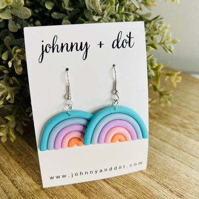 Small Aqua Rainbow Clay Earrings